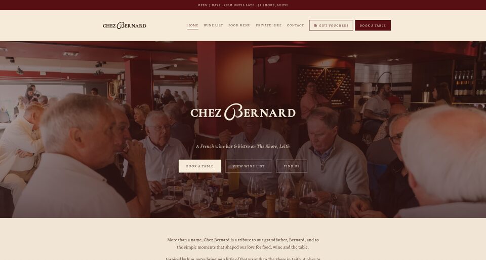 Chez Bernard website homepage